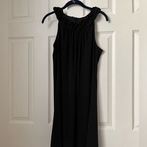 MSK Petite Black Dress With Ruffled Collar, Size PM